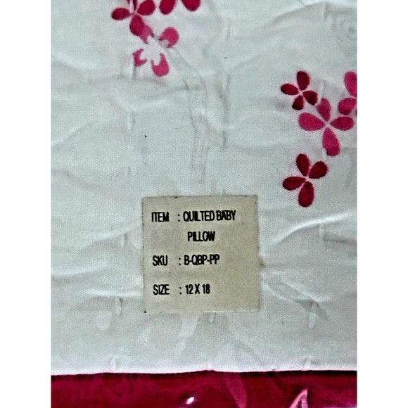 AUGGIE Bedding - Quilted Baby Pillow Sham / Cover - Pink Floral 12" x 18… - Picture 7 of 7